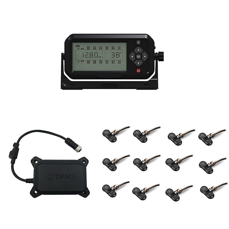 12 Tekerlekli Kamyon Lastik Basıncı İzleme Sistemi TPMS Birlikte Verilen Sensörler 433.92MHz 12mA 203 Psi